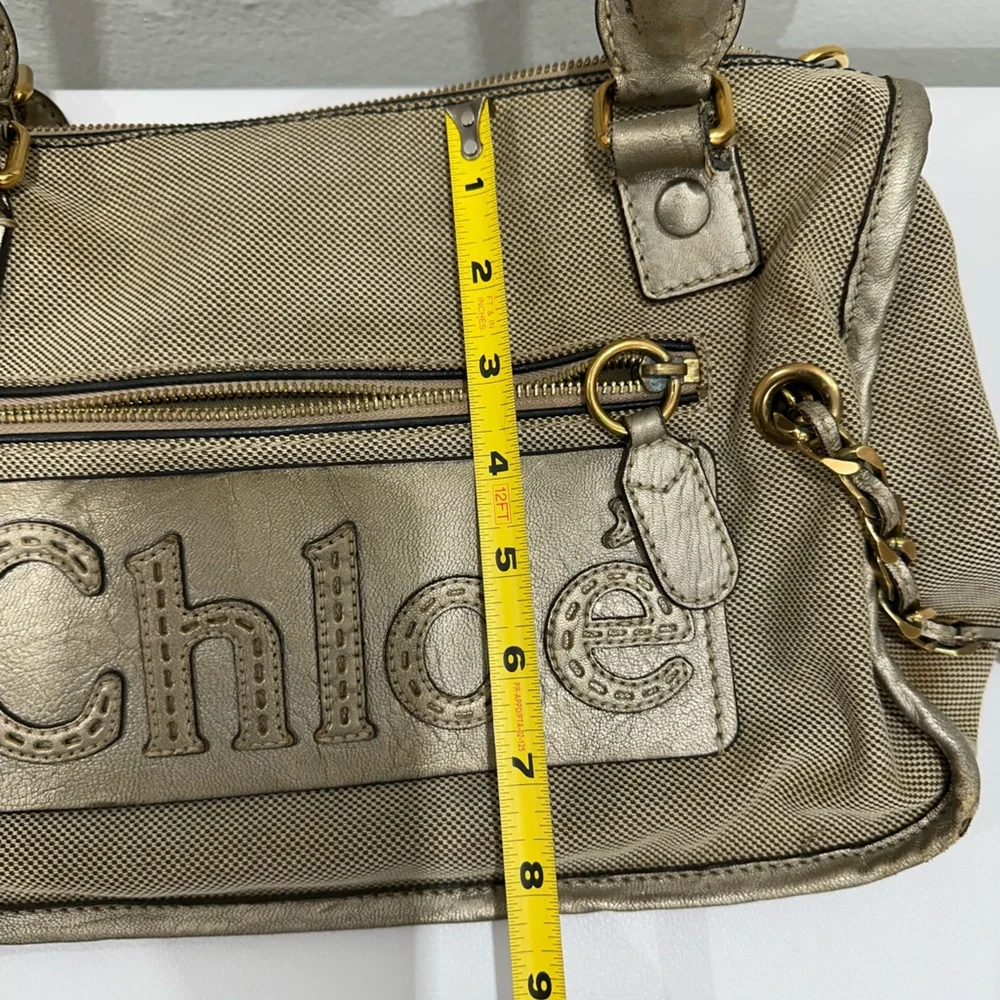 Chloe Metallic Champagne Satchel Bag - Picture 15 of 15